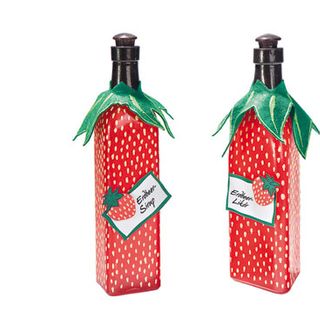 Glass bottles in strawberry look
