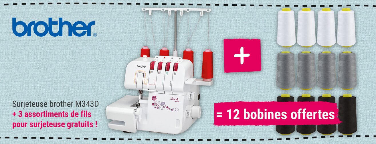 brother Overlock Nähmaschine M343 mit GRATIS VBS Nähgarn Sets