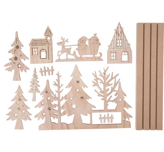 VBS Motif à piquer en bois "Forêt d'hiver avec Père Noël