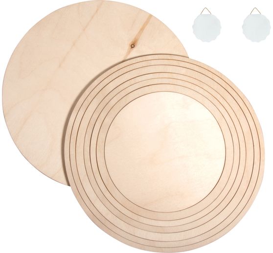 Set de plaques rondes/ anneaux en bois