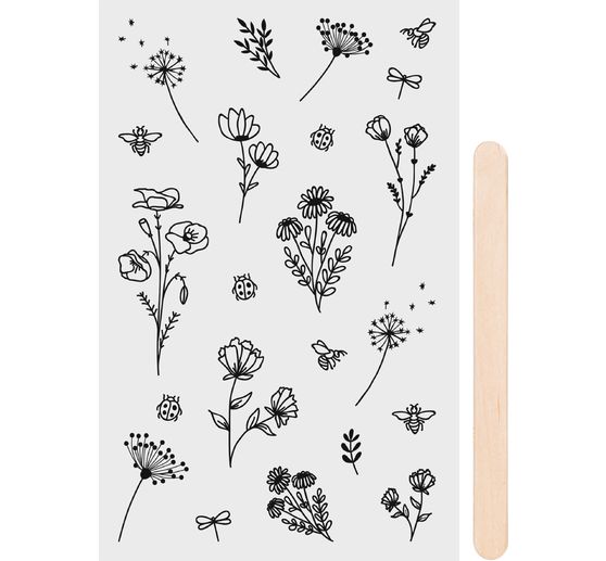 Blumensticker in Schwarz-Weiß, Papieraufkleber kaufen