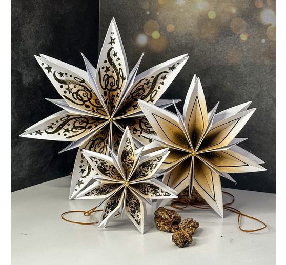 Tampons en silicone pour étoile en papier modèle moyen « Frohe Weihnachten »