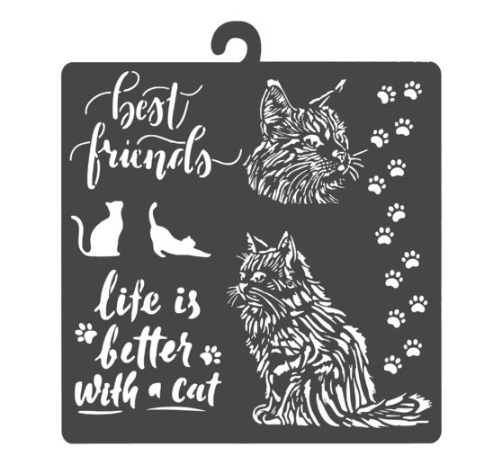 Pochoir « Orchids and Cats – Best Friends »