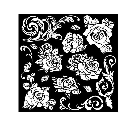 Pochoir « Shabby Rose – Pattern », 18 x 18 cm