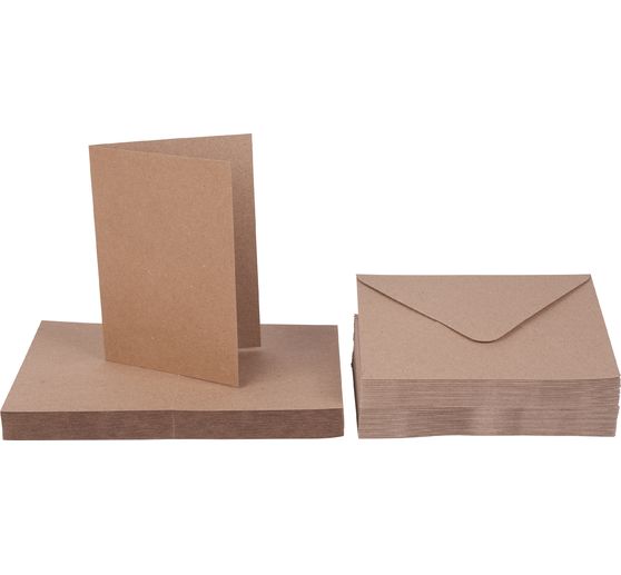 Cartes doubles avec enveloppes « Papier kraft », A6, 50 pc. - VBS Hobby