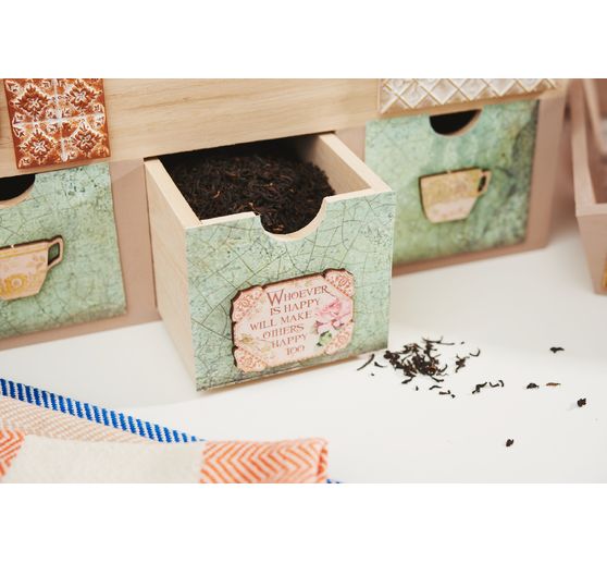 VBS Tea box with 3 drawers and viewing window